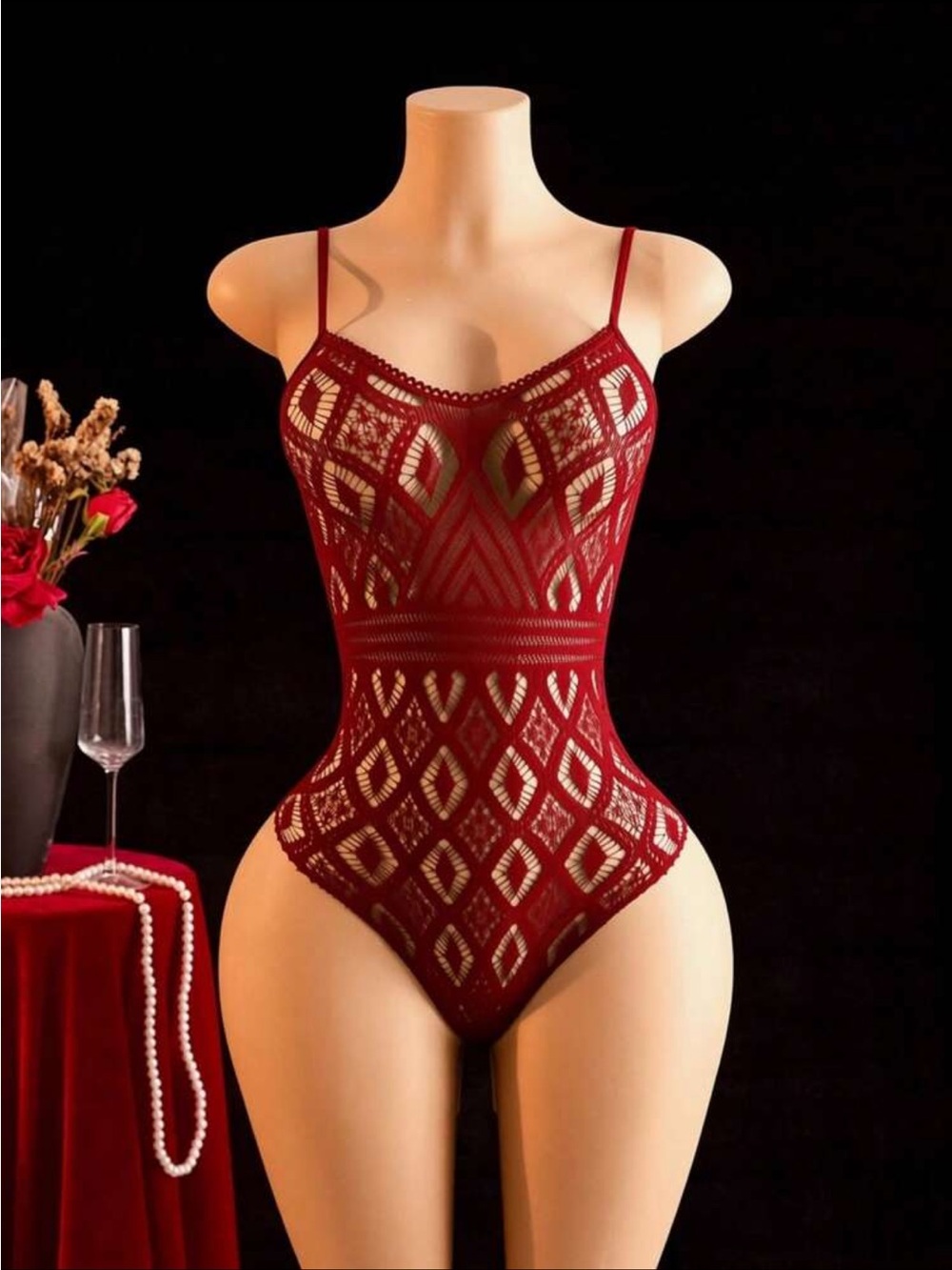 Geometry Equations Red Sheer Bodysuit Teddy NEW 🏷️